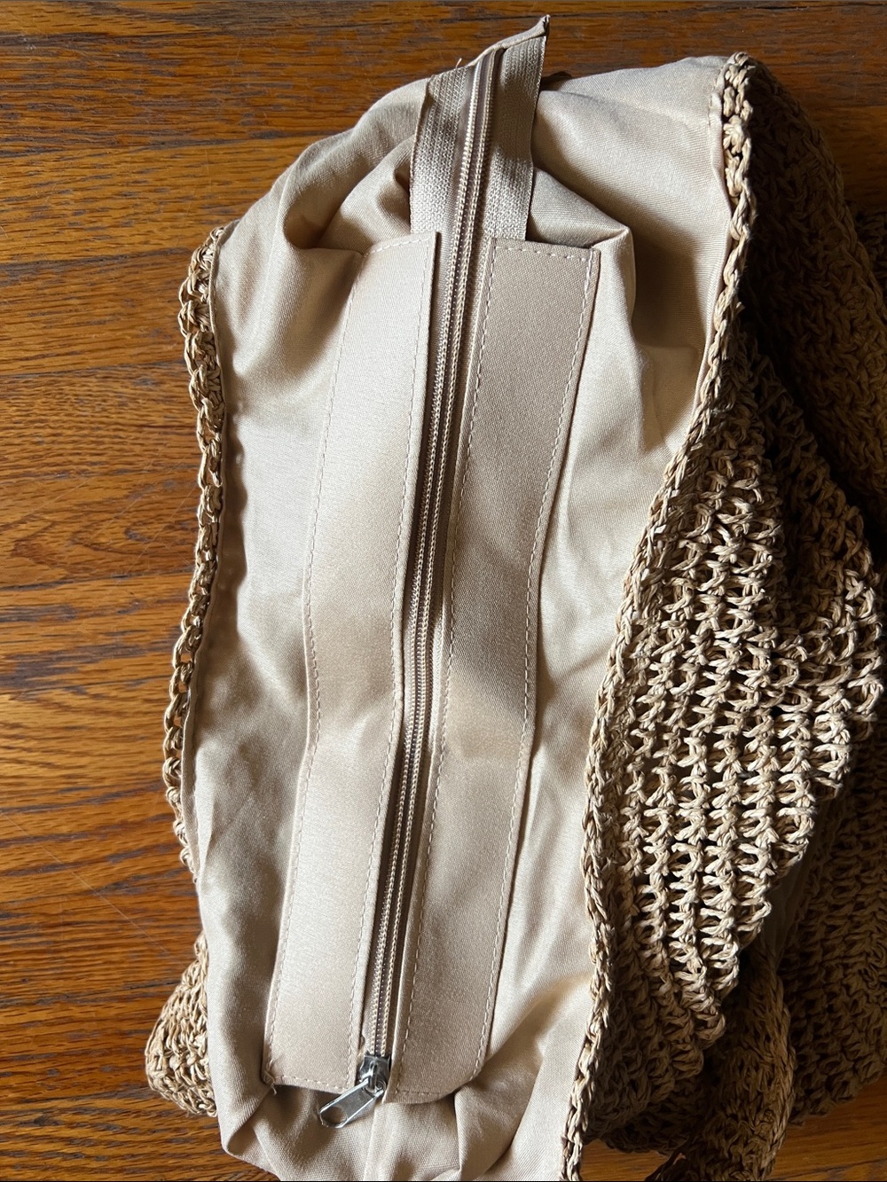 Light Brown Woven Tote Bag - Casual Everyday Handbag - Picture 3 of 5